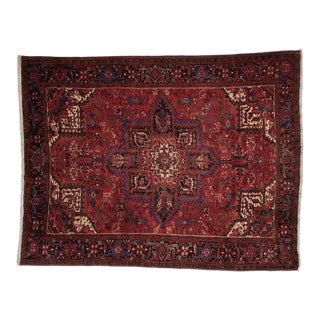 1970s Vintage Heriz Rug - 7'4" X 9'3" For Sale