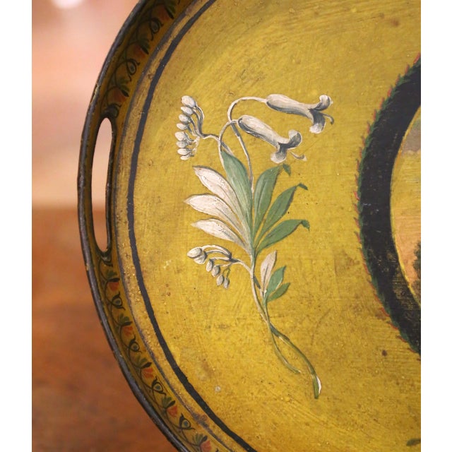 Late 19th Century 19th Century French Hand-Painted Oval Tole Tray With Romantic Ruins Scene For Sale - Image 5 of 10