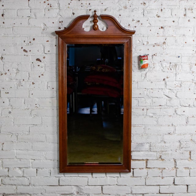Mid to Late 20th Century Chippendale Style Wall Mirror Rectangular With Arched Carved Pediment Top For Sale - Image 18 of 18