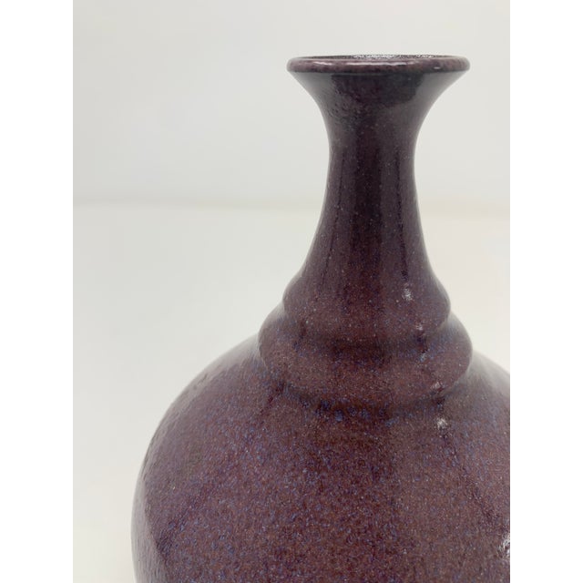 Ceramic Mid 20th Century Plum Glazed Ceramic Vase For Sale - Image 7 of 11