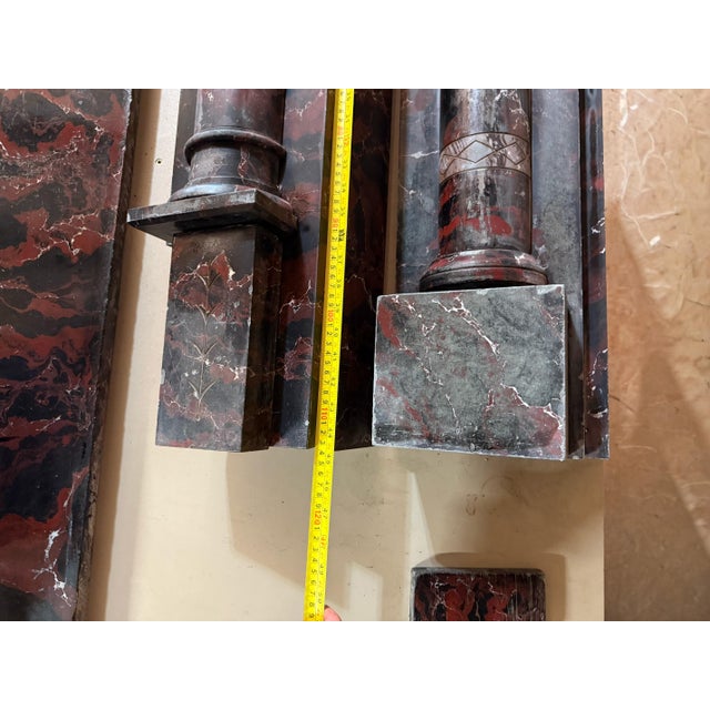 Stone Antique Neoclassical Marble Fireplace Mantel Surround c.1818 Red & Black Stone Architectural Salvage For Sale - Image 7 of 17