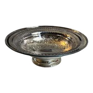 Vintage Barker Ellis Round Silverplate Pedestal Compote Bowl Dish