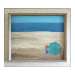 Mid-Century Modern 'By the Horizon' Original Swedish Vintage Coastal Landscape Oil Painting, Framed For Sale