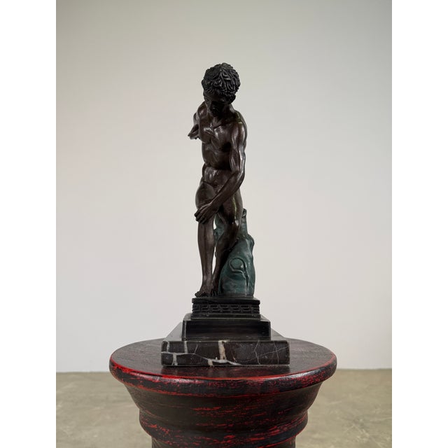Bronze Classical Athlete Sculpture After Discobolus, Greco-Roman Athlete, 12” H For Sale - Image 9 of 16