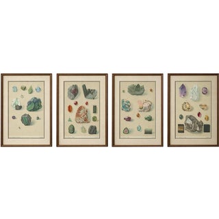 Antique Gemstone Prints with Diamond, Garnet & Tourmaline, Germany, 1900, Set of 4 For Sale