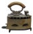 Antique Lion Head Delphin Dolphin Coal Brazier Clothing Iron & Trivet 9" For Sale