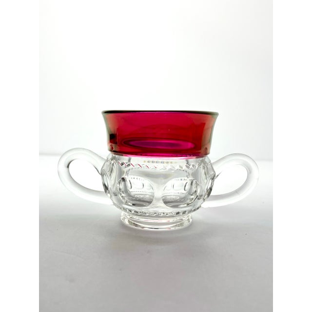 1950s Tiffin-Franciscan “King's Crown” Ruby Red Open Sugar Bowl & Creamer Set For Sale - Image 4 of 9
