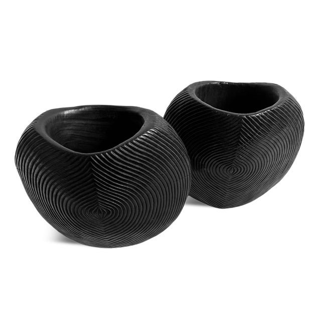 Black Wood Seed Scored Vase For Sale In Los Angeles - Image 6 of 7