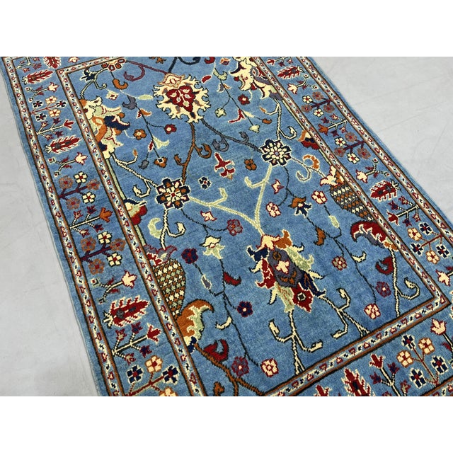 Blue Sultani Persian Style Floral Area Rug, 3'2" X 4'11" For Sale - Image 4 of 13