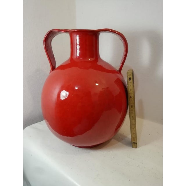 Large Vintage Red Ceramic Vase, Italy, 1950s For Sale - Image 4 of 8