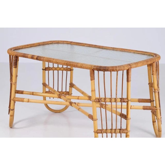 Danish Rattan and Glass Coffee Table, 1960s For Sale - Image 4 of 10