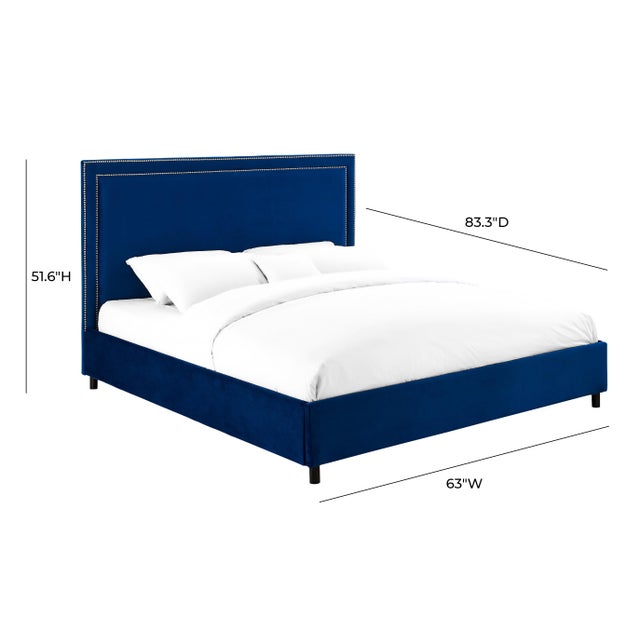 Reed Navy Velvet Queen Bed Chairish
