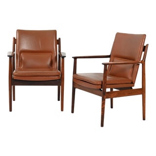 Ark Armchairs in Leather by Arne Vodder for Sibast, 1960s, Set of 2 For Sale