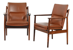 Ark Armchairs in Leather by Arne Vodder for Sibast, 1960s, Set of 2