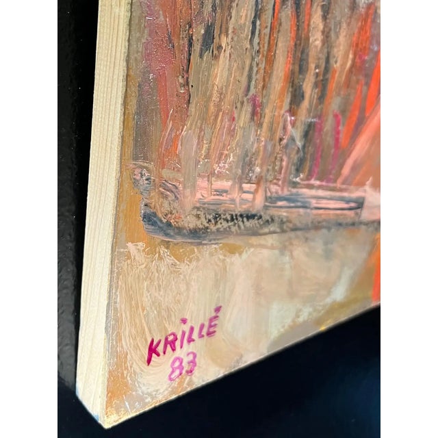 Jean Krille, Landscape 124, Oil on Masonite, 1983 For Sale - Image 6 of 9