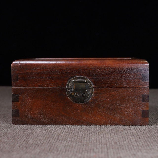 Chinese Huali Rosewood Box With Burl Wood Panel For Sale - Image 4 of 10