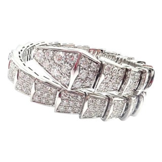 Bulgari Serpenti Viper White Gold Diamond Bangle Bracelet For Sale