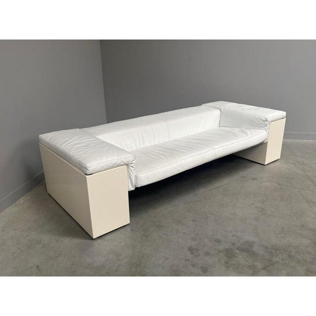 White Leather Brigadier Sofa by Cini Boeri for Knoll, 1980s For Sale - Image 6 of 18
