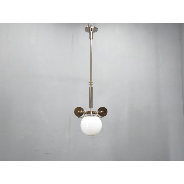 Bauhaus Vintage Bauhaus Chrome Pendant Light with Glass Shades, 1930s For Sale - Image 3 of 16
