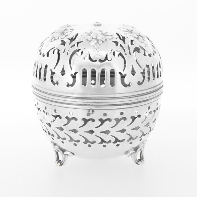 Art Nouveau Antique Gorham Sterling Silver Reticulated String or Thread Holder For Sale - Image 3 of 12