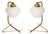 Italian Brass and Opaline Glass Table Lamps from Stilnovo, Italy, 1950s, Set of 2 For Sale