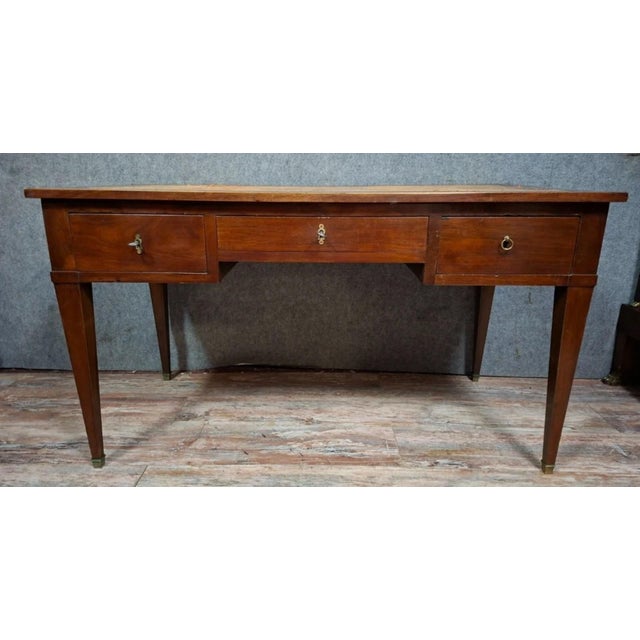 Louis XVI Flat Desk in Mahogany For Sale - Image 10 of 12