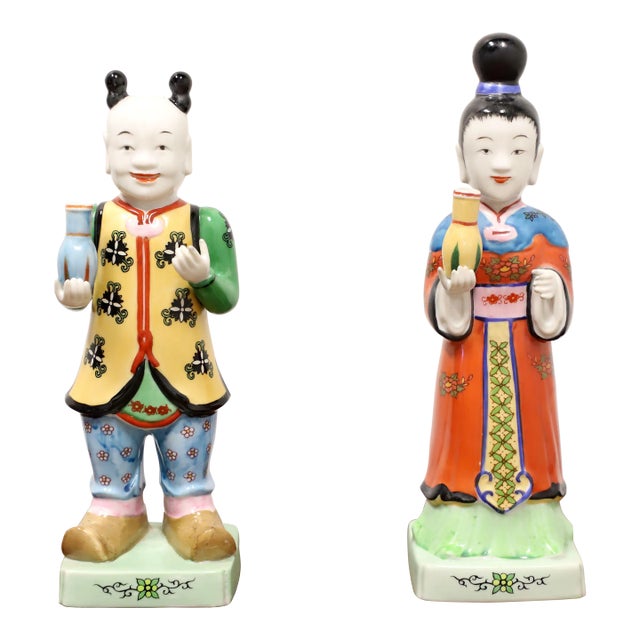 Andrea by Sadek Porcelain Chinese Figurines - Male & Female - Pair For Sale