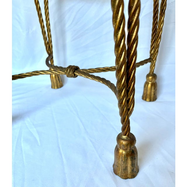 Set of 2 Vintage Italian Gold Gilt Metal Rope and Tassel Nesting Tables For Sale - Image 14 of 14