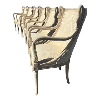 Italian Harris Marcus Swan Neck Dining Chairs - 6 For Sale