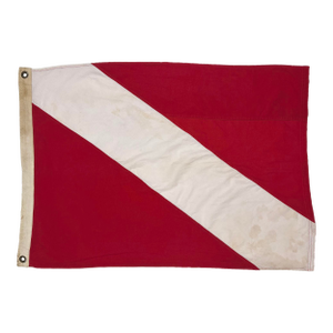 Reconstructed Vintage Cotton Nautical Signal Flag, Diver Down