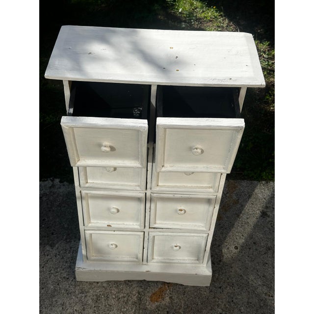 Small Antique Workshop Cabinet with 8 Drawers in Painted Wood, 1950s For Sale - Image 15 of 18