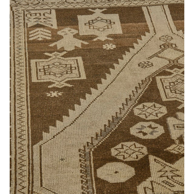 Textile Traditional Antique Circa-1920 Brown Floral Wool Malayer Runner For Sale - Image 7 of 9