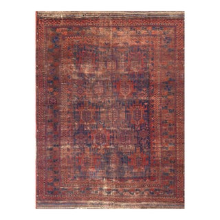 1890s Blue Navy Rustic Antique Persian Baluch Rug 6' X 8'4" Handknotted Wool Carpet For Sale