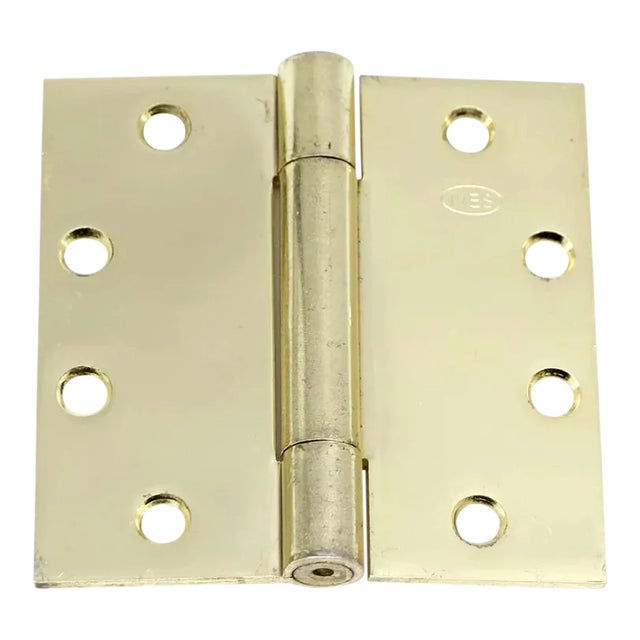 Vintage Classic Polished Brass Ives Butt Door Hinge 4.5 X 4.5 For Sale
