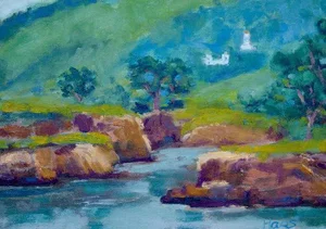 Modern Impressionist Coastal Seascape, Original Oil Painting