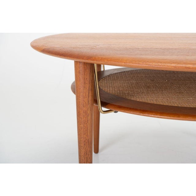 Mid-Century Modern Round Coffee Table in Teak and Cane by Peter Hvidt & Orla Mølgaard Nielsen for France & Søn, 1960s For Sale - Image 3 of 6