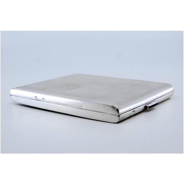 Matte Silver Cigarette Case with Gold Interior and Hinged Lid For Sale - Image 9 of 11