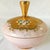Moser Bohemian Pink & Gold Encrusted Floral Enamel Art Glass Covered Compote For Sale - Image 9 of 9