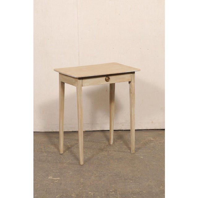 Mid-Century Modern Early 20th Century Swedish Minimalist Beige Wood Side Table For Sale - Image 3 of 11