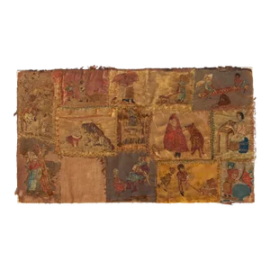 Embroidered Silk Folk Art Depicting Black Child, Red Riding Hood 18th Century
