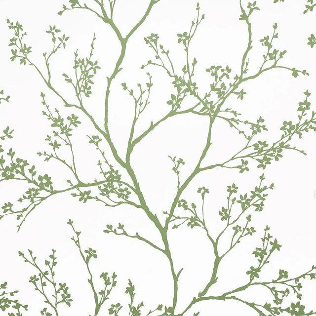 Schumacher Sample - Schumacher Twiggy Wallpaper in Green For Sale - Image 4 of 4