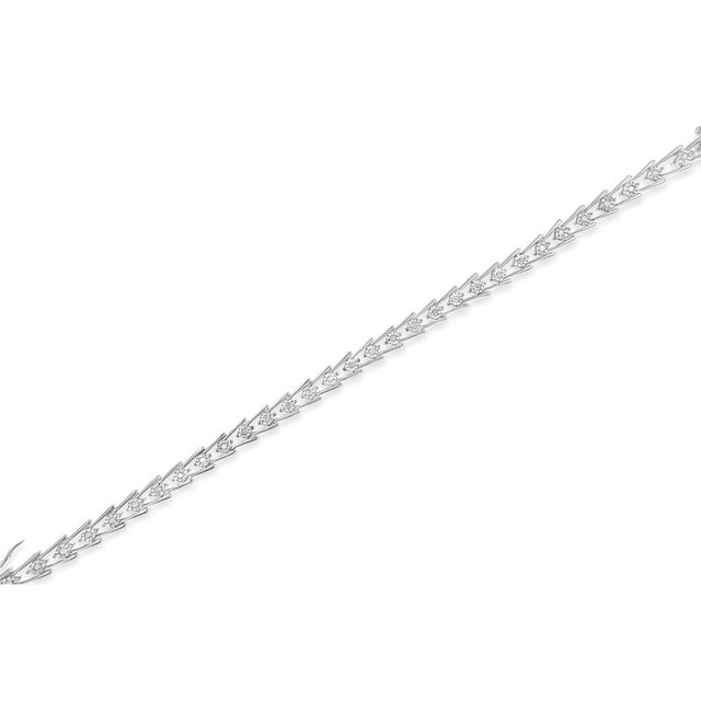 Sterling Silver Diamond Wave-Style Link Bracelet (0.5 cttw, I-J Color, I3 Clarity) For Sale - Image 4 of 7