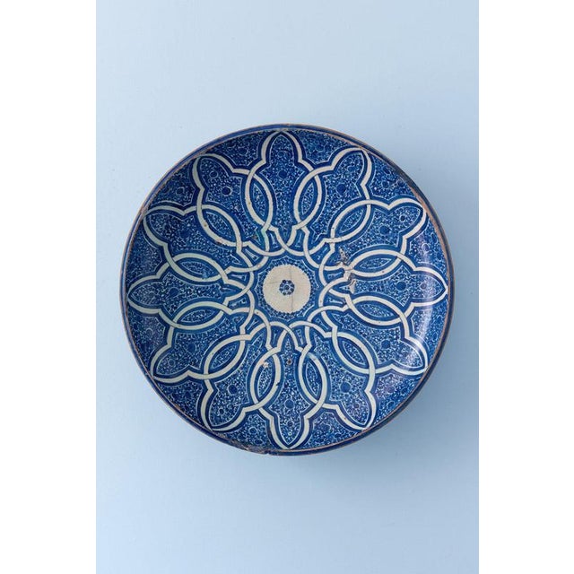 Blue Large Moroccan Fez Blue & White Ghotar Dish, 1800s For Sale - Image 8 of 8