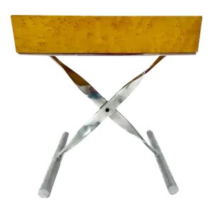 Vintage Baker Burlwood & Aluminum Side Table