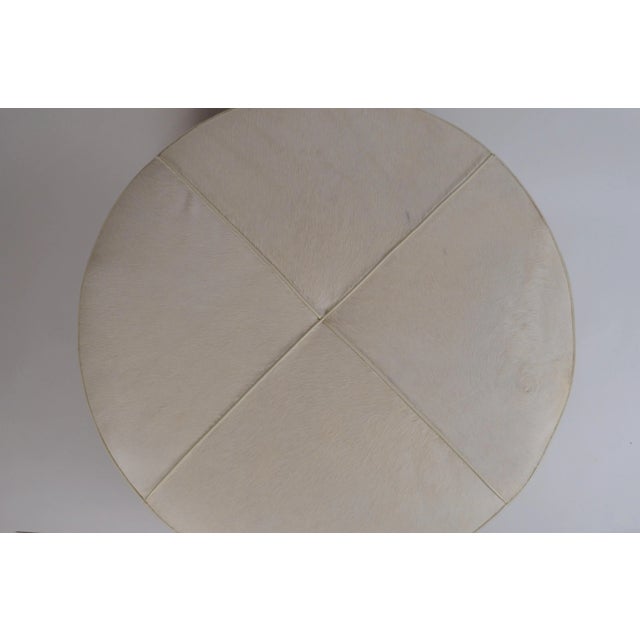 Modern Design Frères White Hide and Patinated Brass "Tambour" Ottoman For Sale - Image 3 of 9