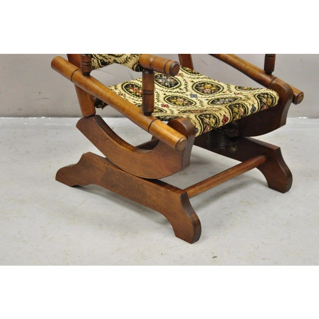 Antique Victorian Small Child's Maple Wood Platform Rocker Rocking Chair For Sale In Philadelphia - Image 6 of 9