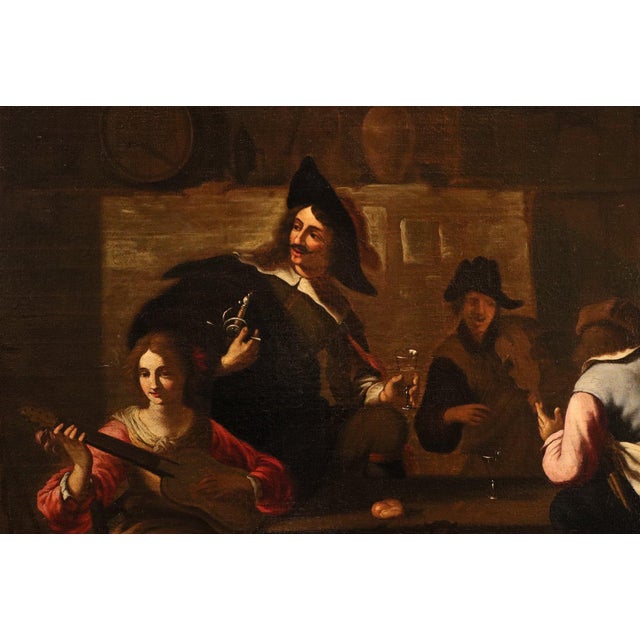 Roman Artist after Caravaggio, Company of Musicians, 1650, Oil on Canvas For Sale - Image 9 of 15
