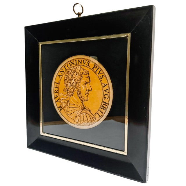 Framed Chiaroscuro Print Portrait Medallions of Roman Emperors After Hubert Goltzius - A Pair For Sale In San Diego - Image 6 of 9