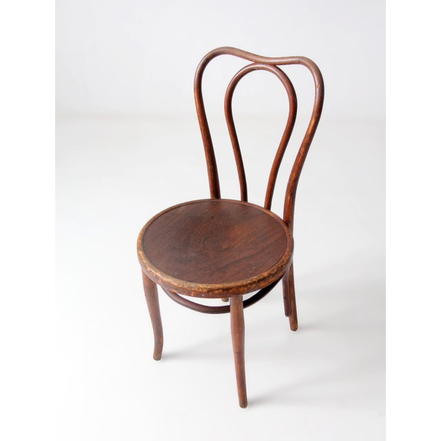 Antique Thonet Austria Bentwood Chair With Embossed Wood Seat For Sale - Image 4 of 15