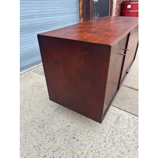 Wood Jens Risom Tambour Door Cabinet, Walnut & Brass, Mid-Century, 1965 For Sale - Image 7 of 14